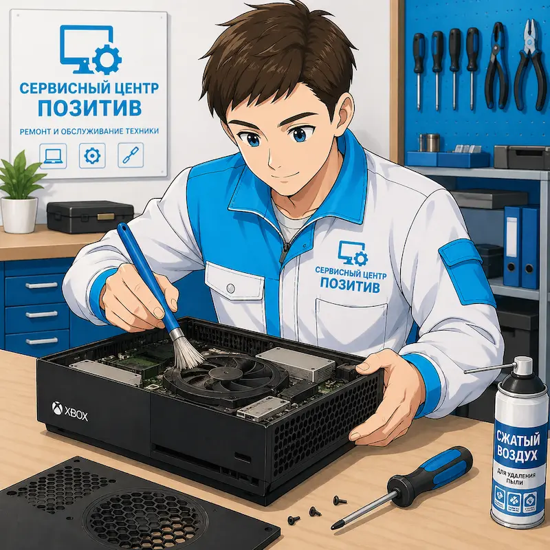 Чистка игровой приставки от пыли и замена термопасты в Липецке